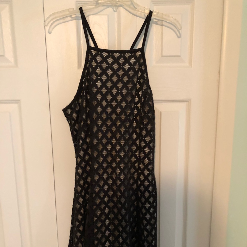 Black and nude lace lattice Guess cocktail dress